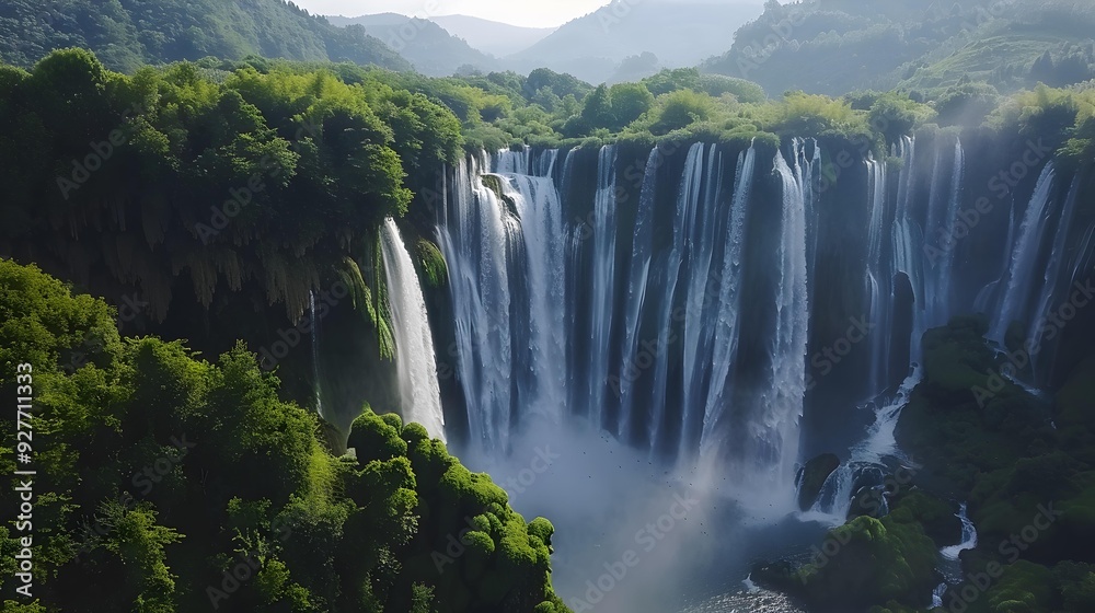 Fototapeta premium Waterfalls falling from a height