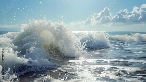 Ocean waves gracefully rising and falling