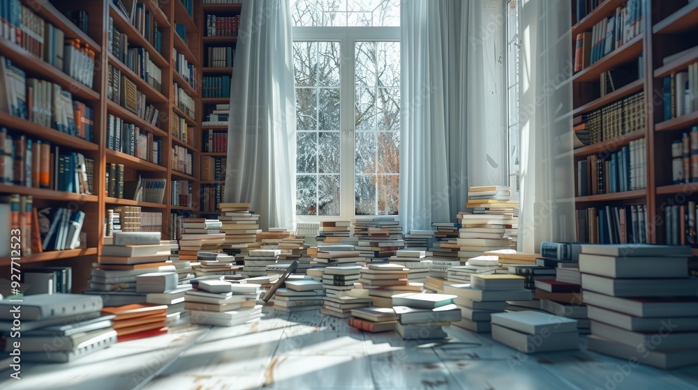 Obraz premium Books with a creative setup. Generative AI.