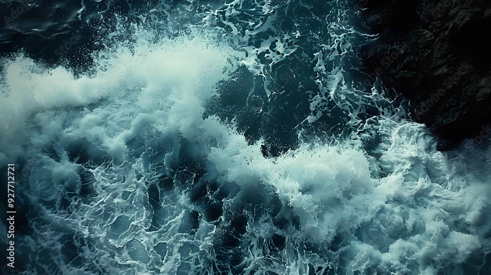 The waves rolling onto the rocky shore The waves rolling onto the rocky shore
