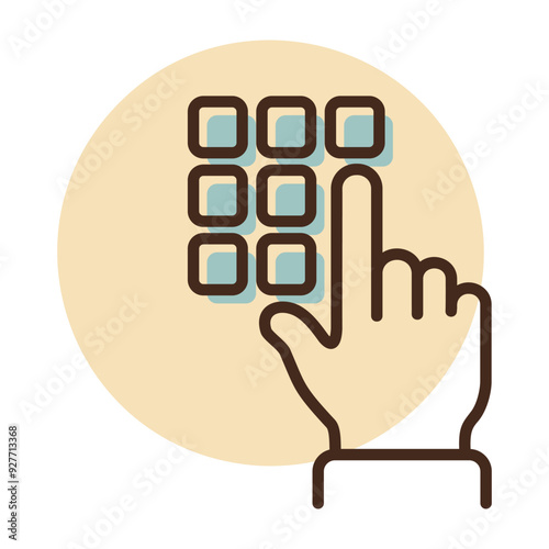 Hand finger entering pin code icon