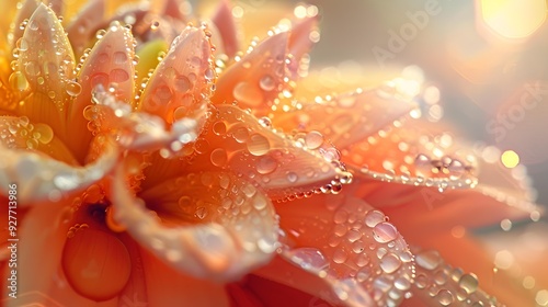 Dahlia velvety covered with drops of dew that photo