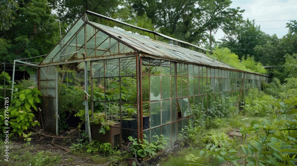 Neglected greenhouse view from the side Neglected greenhouse view from the side