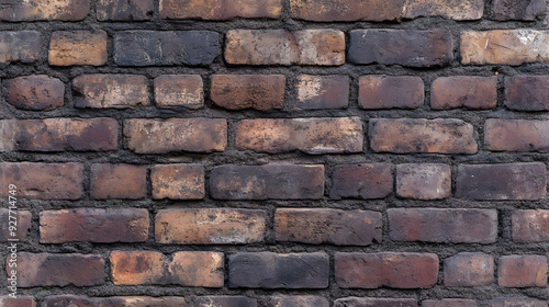 Weathered red brick wall with a rustic texture in a urban setting during daylight