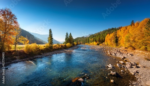 Golden Light on Autumn River