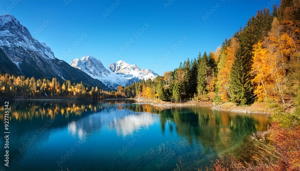 Autumn Forest Reflecting in Lake