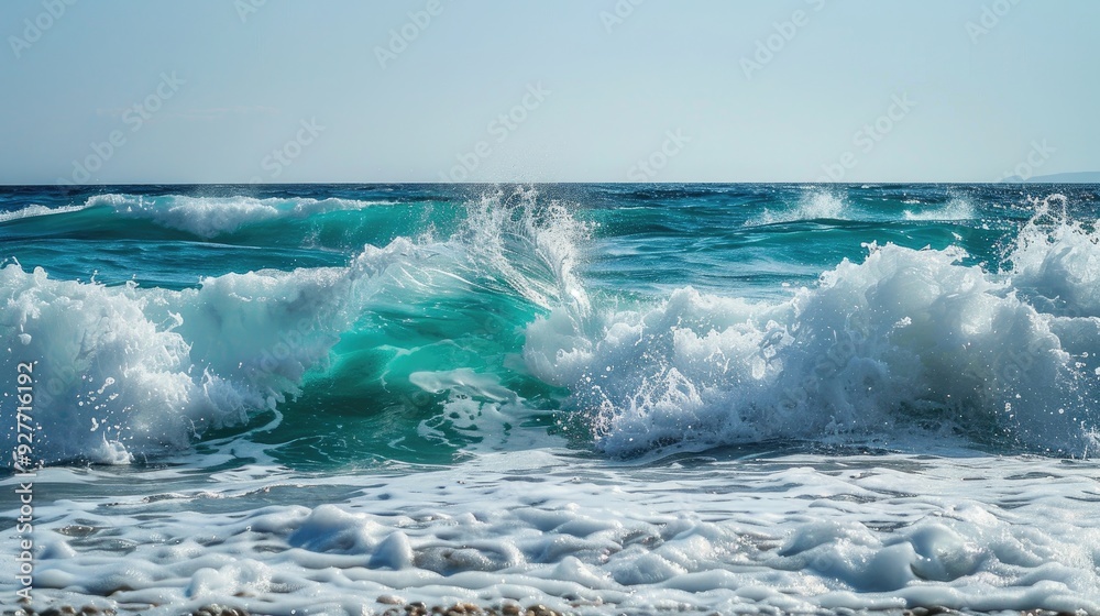 Naklejka premium Ocean waves are created by southern winds and crash against the shore
