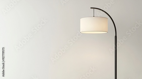 Wallpaper Mural A modern floor lamp with a slim, arched metal frame and a simple, white drum shade, placed on an isolated white background Torontodigital.ca