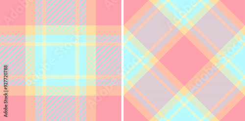 Fabric check textile of texture pattern plaid with a vector background tartan seamless. Set in rainbow colors. Unique gift paper designs for presents.