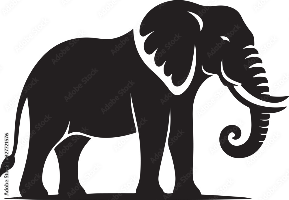 Fototapeta premium Elephant silhouette vector with black in White Background 