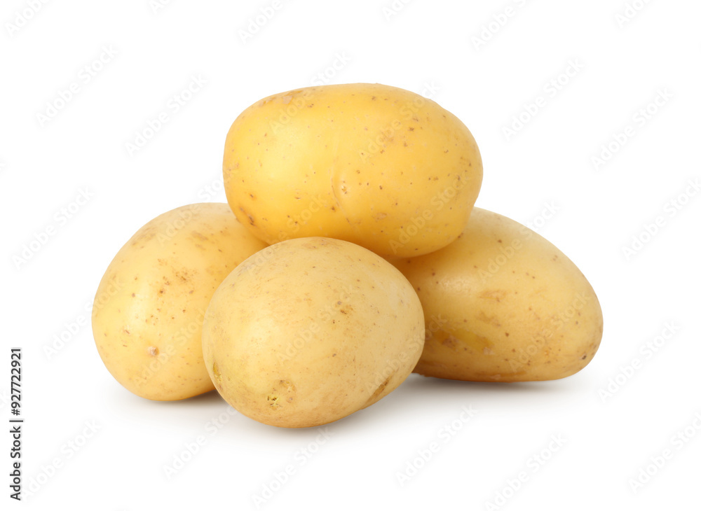 Pile of young fresh potatoes isolated on white Pile of young fresh potatoes isolated on white