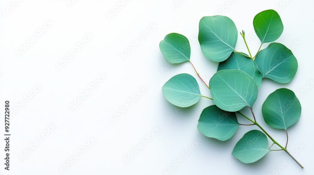 Fresh eucalyptus leaves on a clean white background, perfect for nature, wellness, and botanical themes. Fresh eucalyptus leaves on a clean white background, perfect for nature, wellness, and botanical themes.