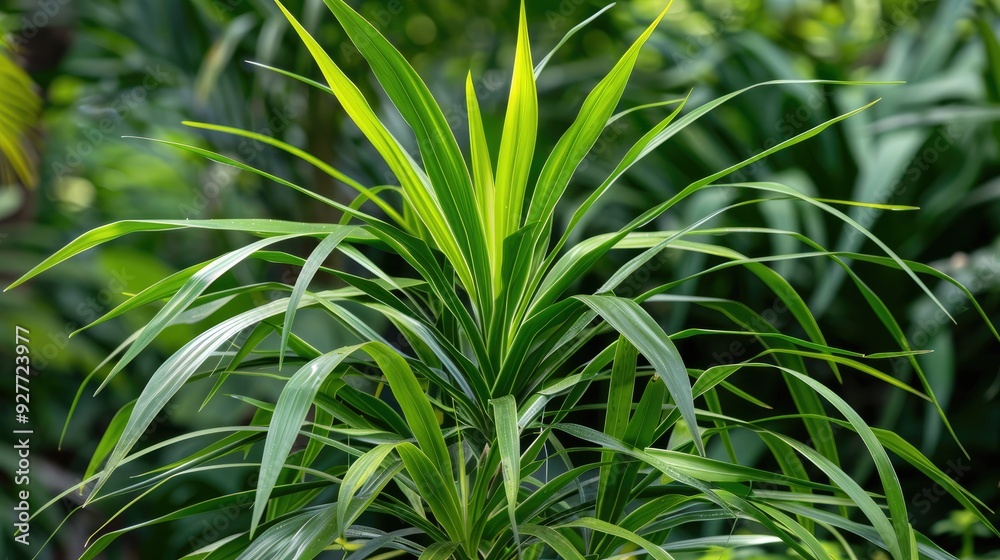 Pandanus tectorius with green leaves in the background Pandanus tectorius with green leaves in the background