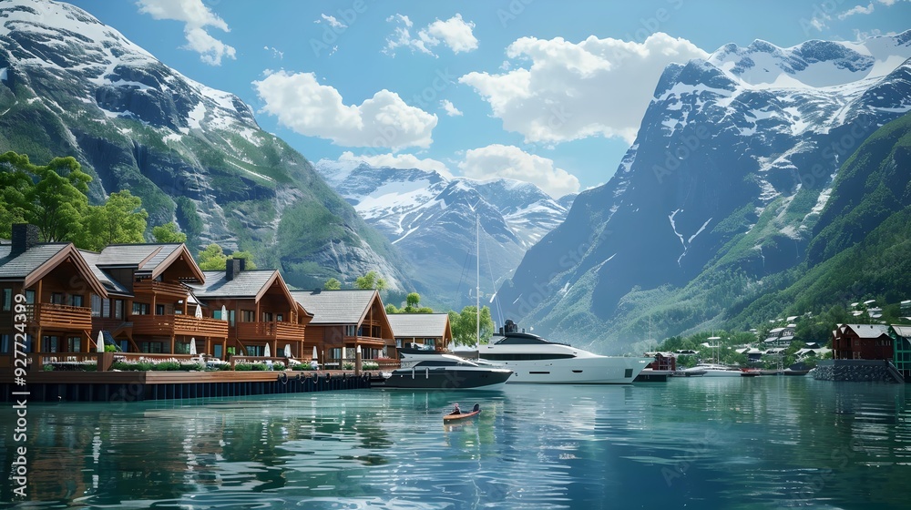 Naklejka premium Club a picturesque yachting club against the backdrop