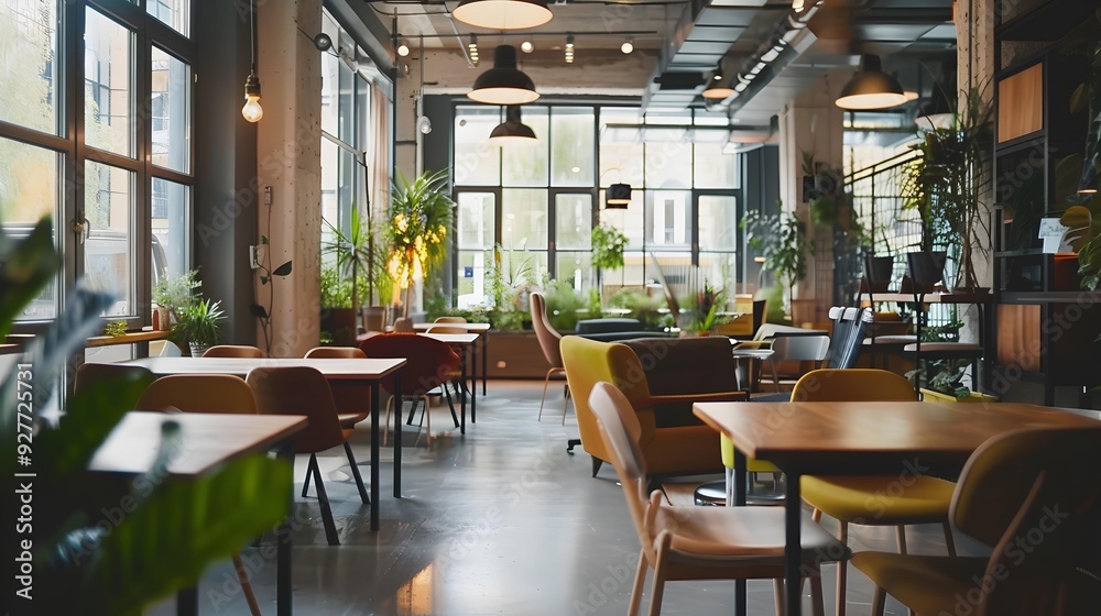 Coworking space modern with high ceilings and large Coworking space modern with high ceilings and large
