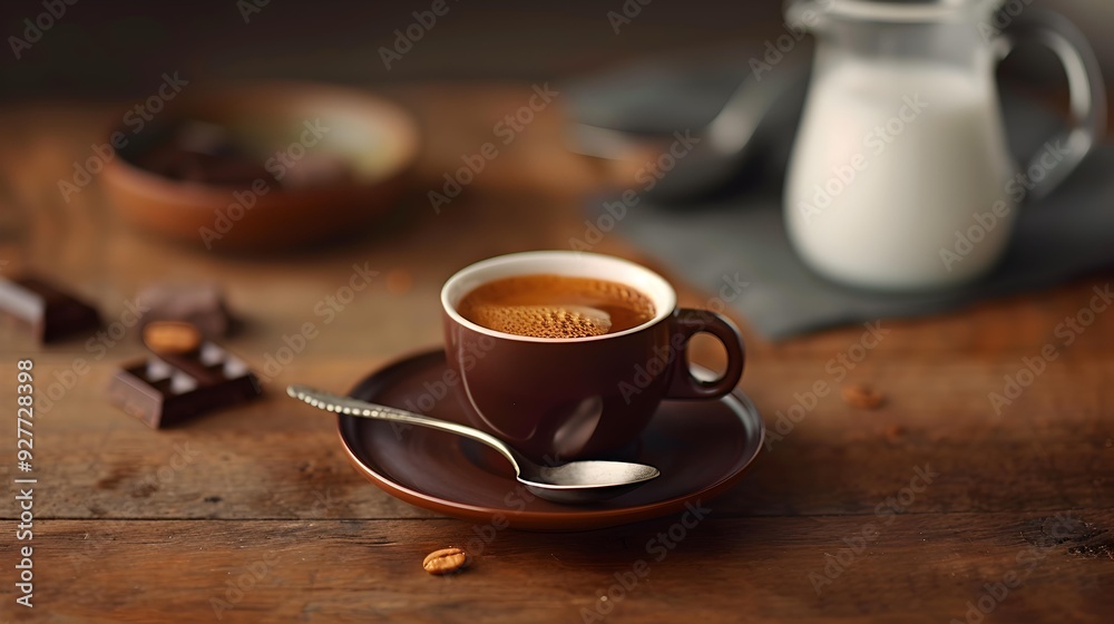Fototapeta premium Espresso coffee in a small cup stands
