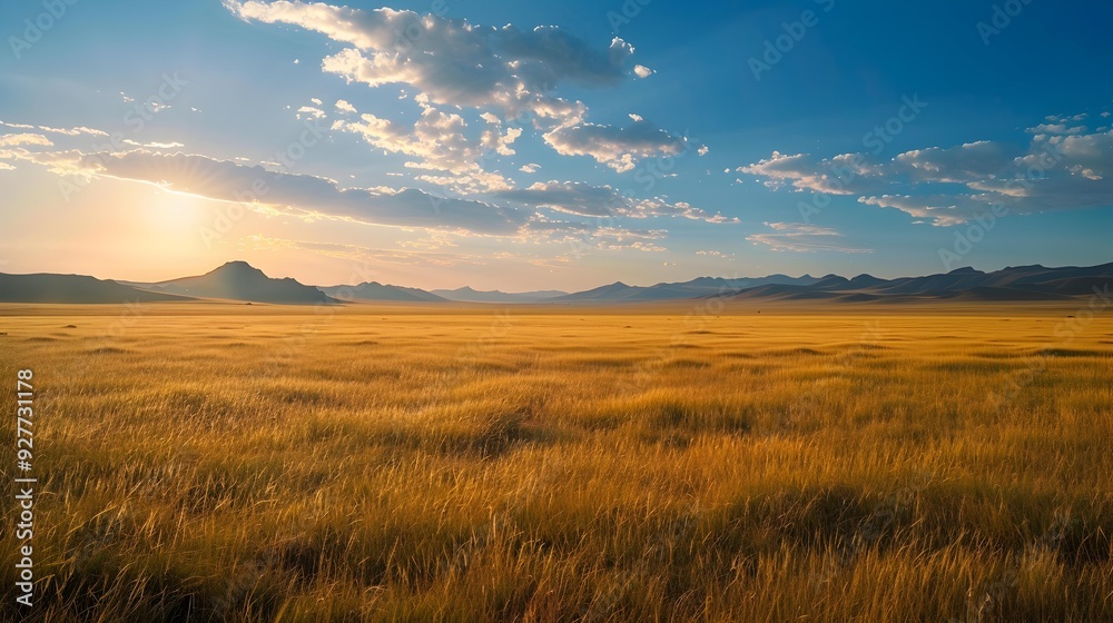 Fototapeta premium Mongolias landscapes include endless steppes