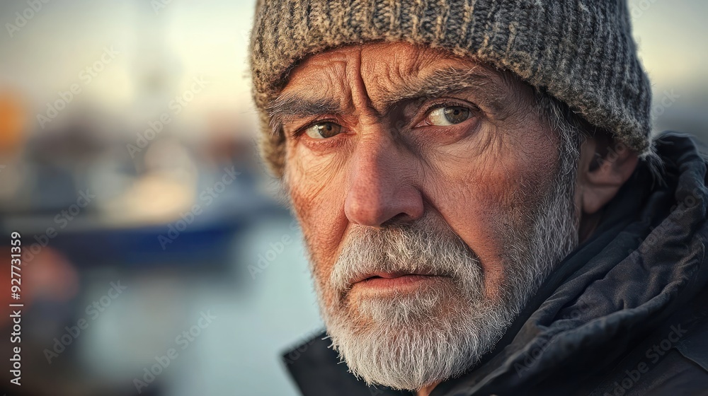 Portrait of a senior fisherman at the harbor Portrait of a senior fisherman at the harbor