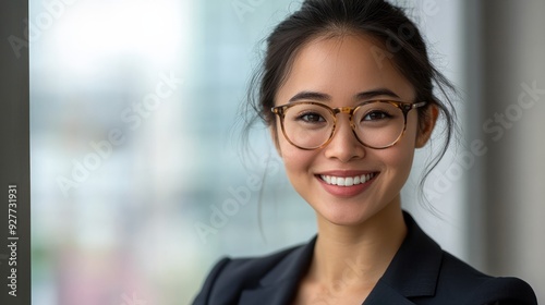 Portrait of happy female real estate agent Generative AI