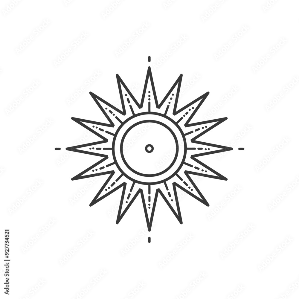 Abstract Line Art Sun with Geometric Design Abstract Line Art Sun with Geometric Design