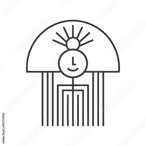 Abstract Line Art Symbol with a Smiling Sun