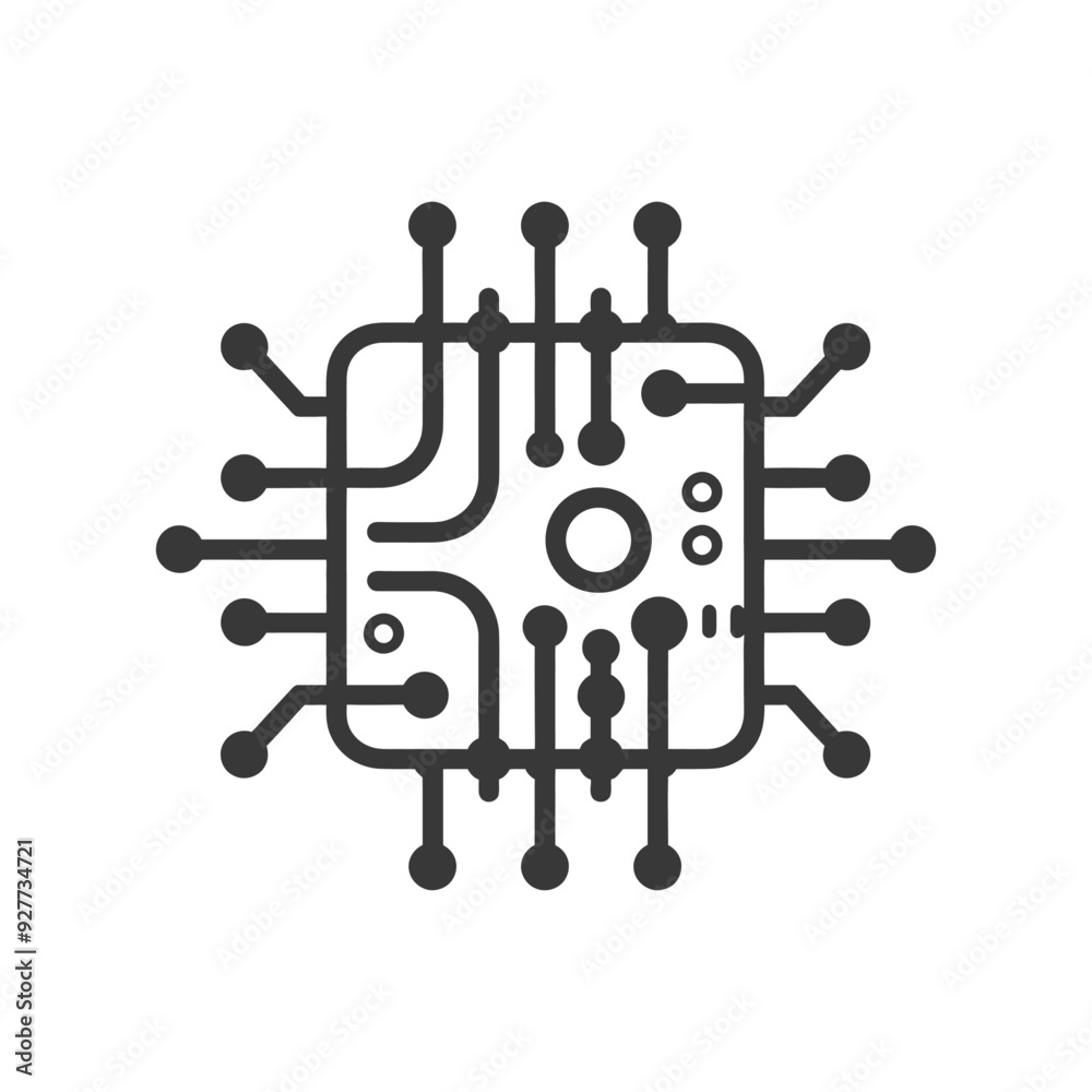 Abstract representation of a computer chip with multiple connections Abstract representation of a computer chip with multiple connections