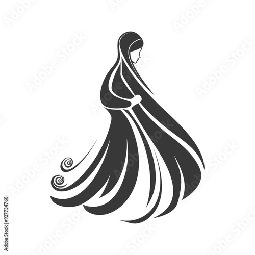 Abstract Silhouette of a Woman Wearing a Hijab