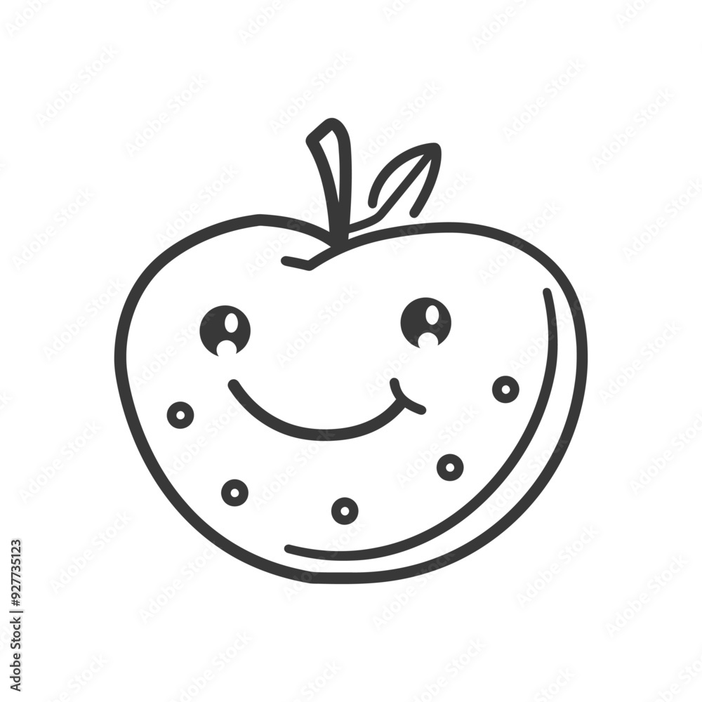 Obraz premium A Cartoon Apple with a Smiling Face and a Stem