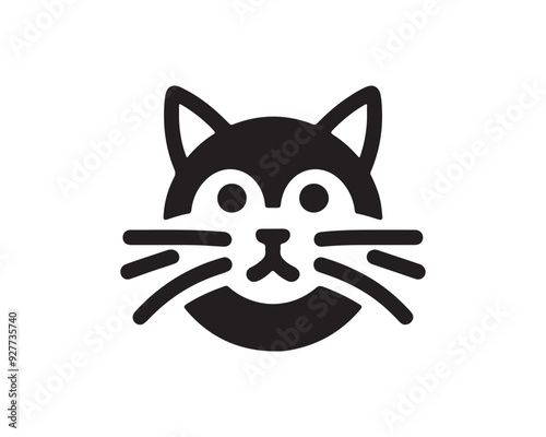 Cat Logo. Cat head icon. Cat face logo. Silhouette simple. Flat style. Cartoon cat face. Logo design template. Vector illustration. Animal logotype concept. 