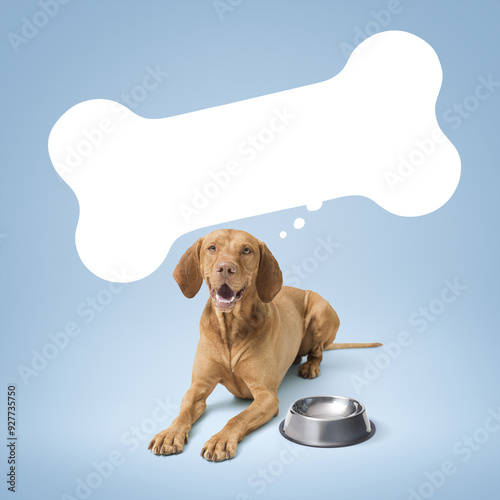 Foto Hungry dog and bone shaped speech balloon