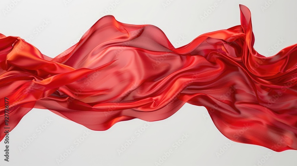 Red silk fabric in flight on transparent background by AI Red silk fabric in flight on transparent background by AI