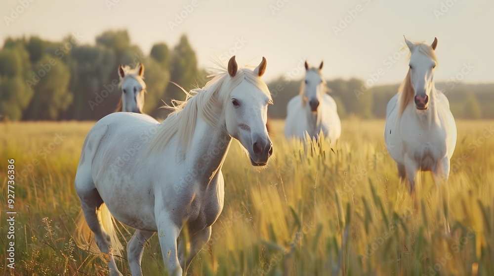 Obraz premium American cream horses with their characteristic light coloring