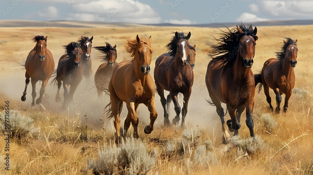 Fototapeta premium Kiger mustang horses with their wild nature