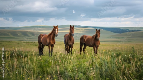 Akhal-teke horses with their characteristic metallic shine picture