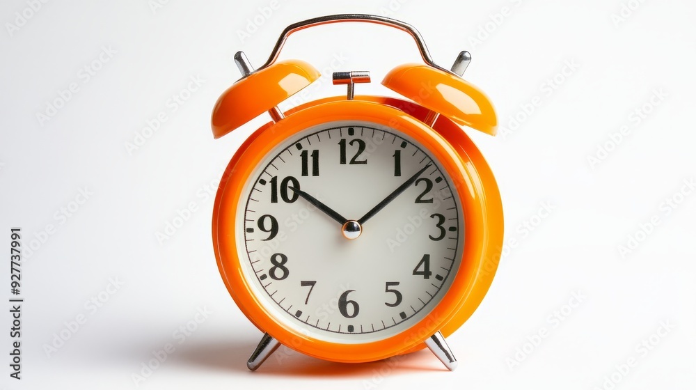 Orange alarm clock on white background -- Orange alarm clock on white background --