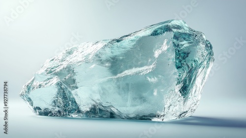 A huge piece of glass, similar to ice, on a clear background.