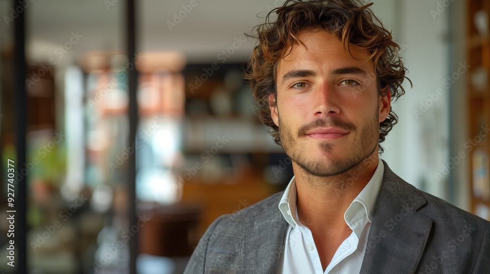 Professional portrait of a young man with a calm demeanor, ideal for corporate use Professional portrait of a young man with a calm demeanor, ideal for corporate use