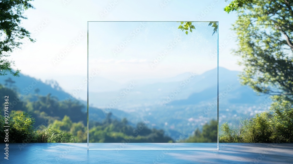 Fototapeta premium A sheet of glass intended for building houses, against a natural background.