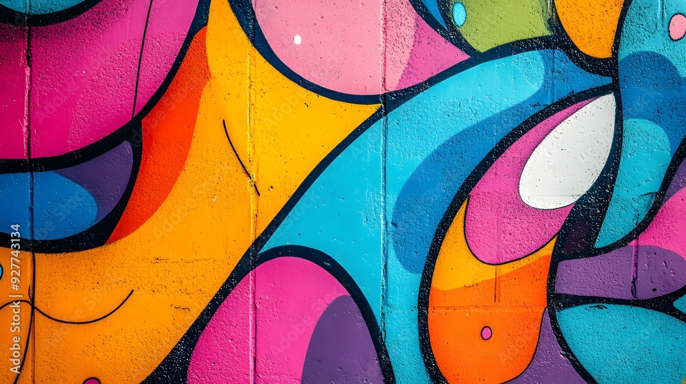 Fototapeta premium Abstract colorful graffiti wall, perfect for an artistic pop art background or creative backdrop