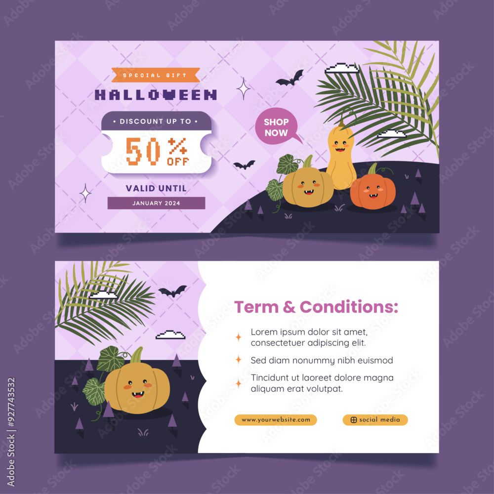 Halloween voucher discount templates with y2k cute retro vintage 90s design Halloween voucher discount templates with y2k cute retro vintage 90s design