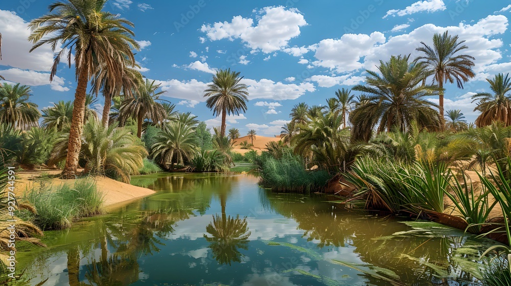 Obraz premium Beautiful oases hidden among the sand dunes picture