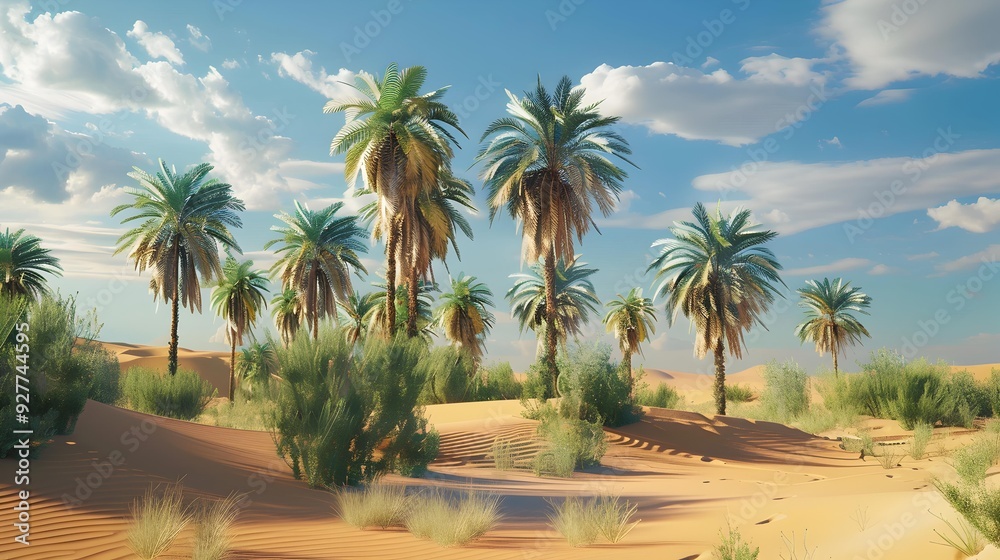 Obraz premium Beautiful oases hidden among the sand dunes