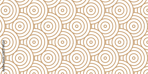 Vector abstract traditional geometric overlapping creative wave circle minimal lapping textile round vector texture. brown and yellow fabric element repeat swirl geometrical background.