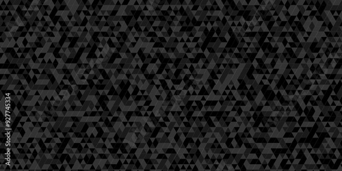 Vector seamless pattern triangle geometric repeating technology triangle black, gray texture. Abstract digital grid light pattern black and gray Polygon Mosaic triangle, business corporate background.