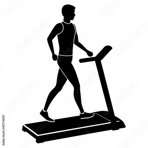 Treadmill a man silhouette art vector