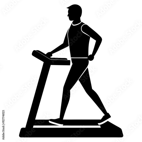 Treadmill a man silhouette art vector