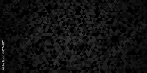 Vector seamless pattern triangle geometric repeating technology triangle black, gray texture. Abstract digital grid light pattern black and gray Polygon Mosaic triangle, business corporate background.