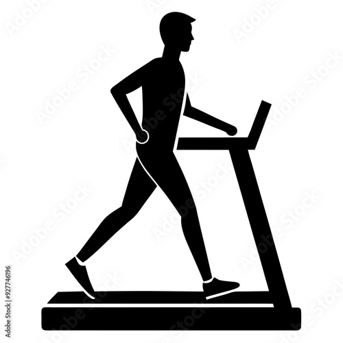 Treadmill a man silhouette art vector