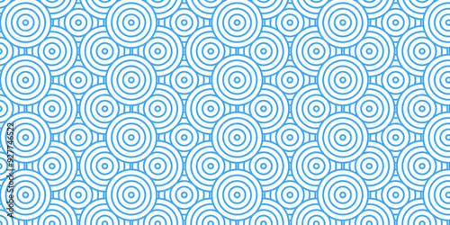 Abstract traditional geometric overlapping creative wave circle minimal lapping textile round vector texture. blue and white fabric element repeat swirl geometrical background.