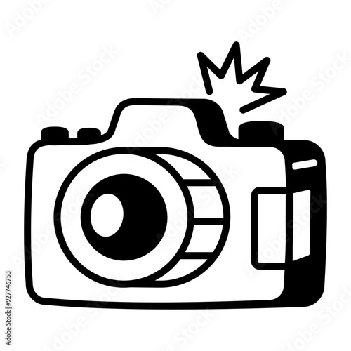 Camera icon in drawing style 